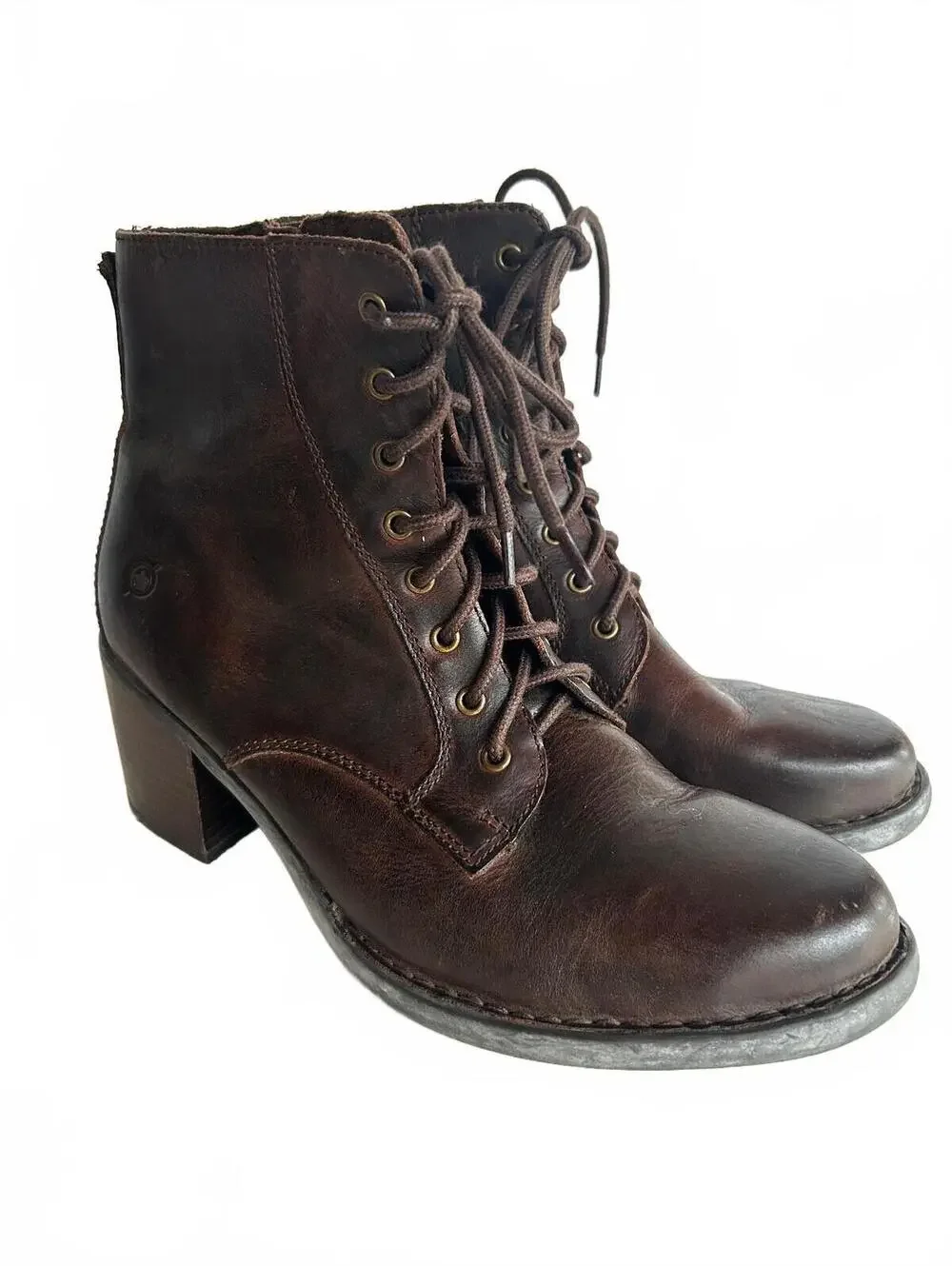 Born Huntley Distressed Brown Leather Boots Women's 11 NWOT